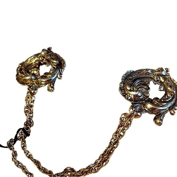 Beautiful Vintage Double Chain Lapel Brooch - Picture 4 of 6
